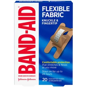 Band-Aid Flexible Fabric Adhesive Bandages for Knuckles & Fingertips - 20 Sterile Bandages