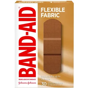 Band-Aid Flexible Fabric Bandages, Light Brown Skin Tone (BR45), Assorted Sizes, 30ct