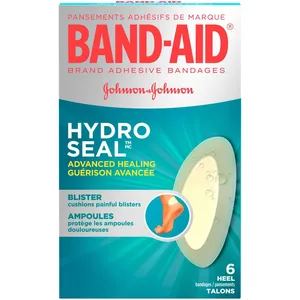 Band-Aid Hydro Seal Hydrocolloid Bandages for Heels - 100% Waterproof, 6 Count, Cushions & Protects