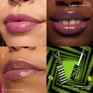 Beetlejuice Sandworm Swirl Butter Lip Gloss 01 Pink + Green - Limited Edition, High Shine Gloss