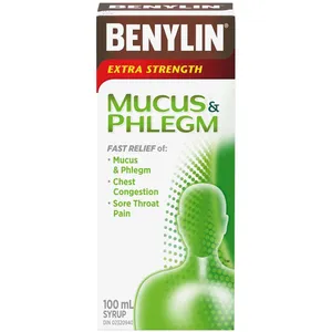Benylin Extra Strength Cold Relief Syrup 100mL & 250mL - Mucus & Phlegm Relief with Menthol