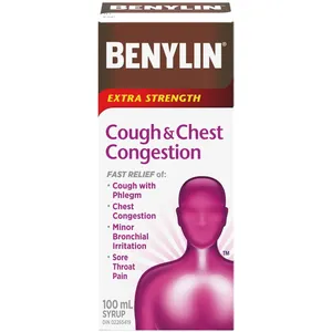 Benylin Extra Strength Cough & Chest Congestion Relief Syrup - 200mg Guaifenesin, 15mg Dextromethorphan