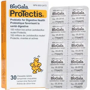 BioGaia Probiotic ProTectis Chewable Tablets - 100 Million Live Cultures for Digestive Health