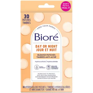 Bioré Day or Night Pimple Patches, 15mm Hydrocolloid for Fast Blemish Healing, Dye Free