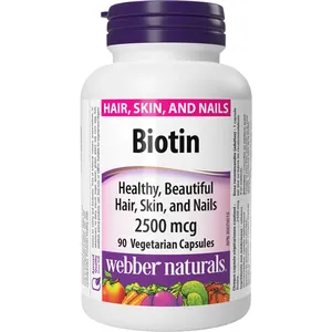 Biotin 2500 mcg - Supports Healthy Hair, Skin & Nails - Non-GMO Vegetarian Capsules