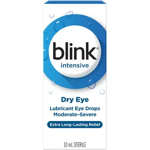 Blink Intensive Moisturizing Lubricant Eye Drops - 0.25% PEG 400 for Long-lasting Dry Eye Relief