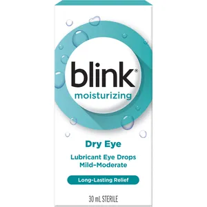 Blink Moisturizing Lubricant Eye Drops 0.25% - Hypoosmolar, Viscoelastic Formula for Comfort