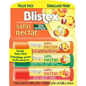 Blistex Satin Nectar® 3-PK - Hydrating Lip Balm with Fruit Extracts & Vitamin E for Super-Smooth Lips