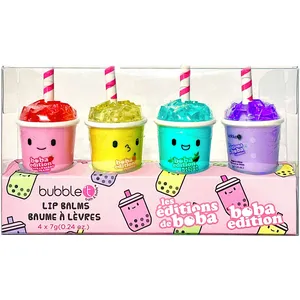 Boba Lip Balm Kit - Fruity Hydration with Strawberry, Matcha, Jasmine & Tropical Flavors