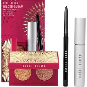 Bobbi Brown Gilded Gleam Eye Shadow Duo Set - Metallic Shadows, Gel Eyeliner & Mascara for Holiday Glam