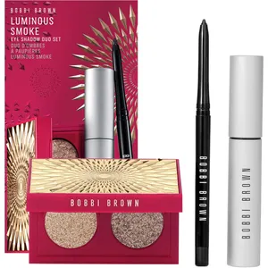 Bobbi Brown Luminous Smoke Eye Shadow Duo Set - Suede Sugar & Steel Quartz, Gel Eyeliner & Mascara