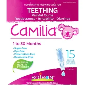 Boiron Camilia Teething Relief for Infants 1 to 30 Months, Sugar-Free, Benzocaine-Free, 30 Doses