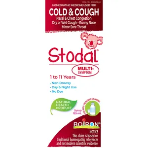 Boiron Children's Stodal Multi-Symptom Cough Relief for Ages 1-11, Non-Drowsy, Dye-Free