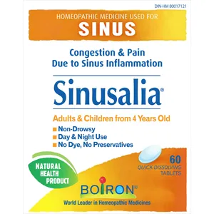 Boiron Sinusalia Homeopathic Medicine for Sinus Relief - Non-Drowsy, Dye-Free, 60 Tablets