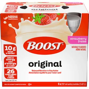 Boost Original Strawberry Meal Replacement Drink, 6 Pack (237 ml each) - Nutritionally Complete