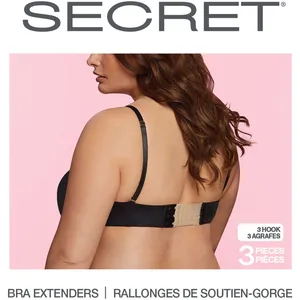 Bra Extenders 3 Hook - Secret Collection for Comfortable Fit, Reducing Back Bulge, 100% Nylon