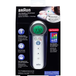 Braun BNT400CA No Touch + Forehead Thermometer - Accurate, Quick Readings for All Ages in Green, Yellow, Red
