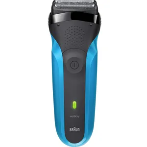 Braun Series 3 Rechargeable Foil Shaver 310 Black/Blue - Efficient, Waterproof, Long-lasting
