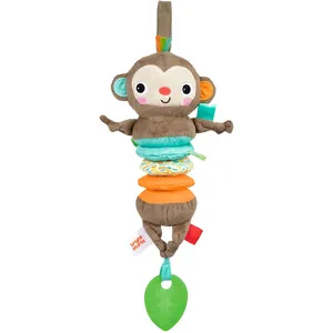 Bright Starts Pull Play Boogie Musical Activity Toy Monkey - Soft Tactile Engagement for Babies