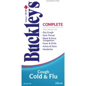 Buckley's Complete Cough Cold & Flu Syrup Sucrose-Free 250mL for Fast Relief from Symptoms
