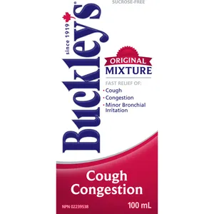 Buckley's Cough Congestion Original Mixture Syrup Sucrose-Free 100mL for Fast Relief
