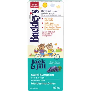 Buckley's Jack & Jill Multi-Symptom Cold & Cough Syrup, Grape Flavor, 100 mL for Kids 6-12