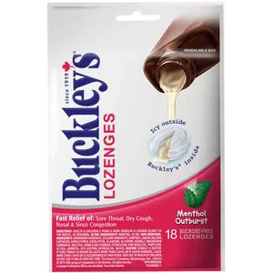 Buckley's Menthol Outburst Cough Lozenges 18 Count - Sugar-Free Relief for Sore Throat & Dry Cough