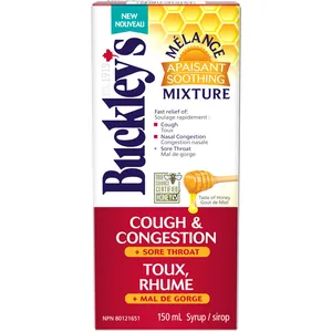 Buckleyâ€™s Soothing Mixture Syrup with Honey Flavor - Fast Relief for Cough, Nasal Congestion & Sore Throat