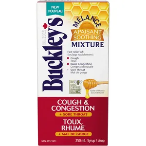 Buckley's Soothing Mixture Syrup with Naturally Sourced Honey - Fast Relief for Cough and Sore Throat