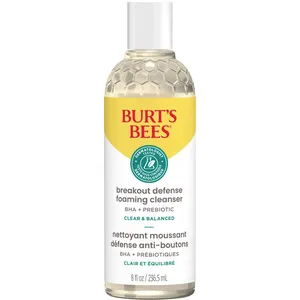 Burt's Bees Clear and Balanced Breakout Defense Foaming Cleanser, 98.6% Natural, with BHA