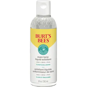 Burt's Bees Clear and Balanced Even Tone Liquid Face Exfoliant - 10% AHA PHA BHA for All Skin Types