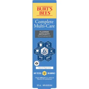 Burt's Bees Complete Multi-Care Toothpaste 105 mL - Natural Flavor, Deep Cleans & Whitens Teeth