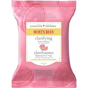 Burt's Bees Facial Cleansing Towelettes - Pink Grapefruit for Normal to Oily Skin, 99.1% Natural