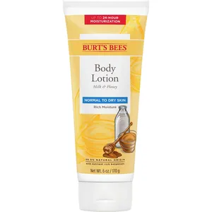 Burt's Bees Milk and Honey Body Lotion, 24-Hour Hydration, Non-Greasy Formula, 8 oz Tube