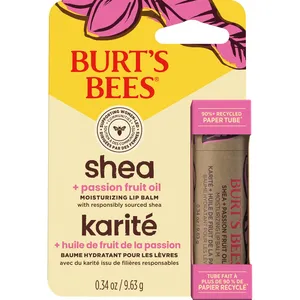 Burt's Bees Shea & Passion Fruit Oil Lip Balm - 100% Natural, Moisturizing, Eco-Friendly Tube