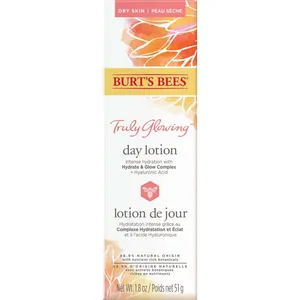 Burt's Bees Truly Glowing Day Lotion for Dry Skin, 51g - 98.9% Natural Ingredients, Intense Hydration