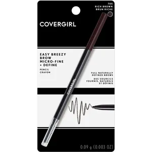 COVERGIRL Easy Breezy Brow Micro-Fine Define Pencil Rich Brown - Perfect for Long-Lasting Brows