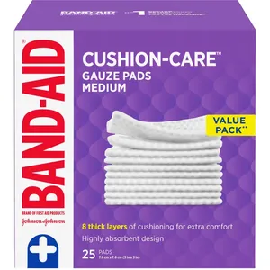 CUSHION-CARE Medium Gauze Pads 3x3 Inches Value Pack for Minor Cuts Scrapes Burns 25-Count