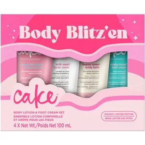 Cake Beauty Body Blitz'en Lotion & Foot Cream Set - 4 Delicious Scents, Vegan, Ultra-Nourishing