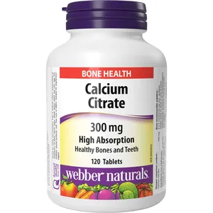 Calcium Citrate 300 mg - High Absorption Supplement for Bones and Teeth - Webber Naturals