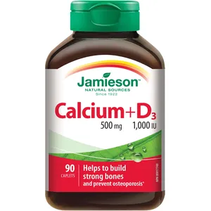 Calcium Vitamin D3 1,000 IU Caplets - 500 mg for Strong Bones and Teeth, Supports Osteoporosis Prevention