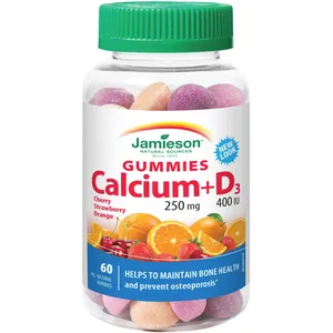 Calcium + D3 Gummies - Tasty Natural Fruit Flavor for Healthy Bones - 500mg Calcium, 800 IU D3