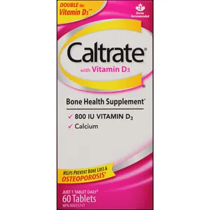 Caltrate Calcium & Vitamin D3 Supplement Tablets, 60 Count - Supports Bone Health and Density