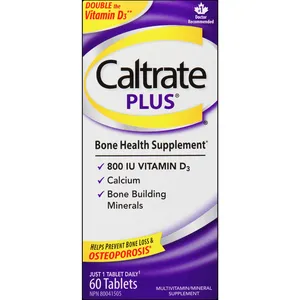 Caltrate Plus Calcium & Vitamin D3 Supplement Tablets, 60 Count â€“ Bone Health Support