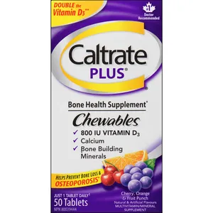 Caltrate Plus Chewables Calcium & Vitamin D3 - 50 Count, Gluten Free Bone Health Supplement
