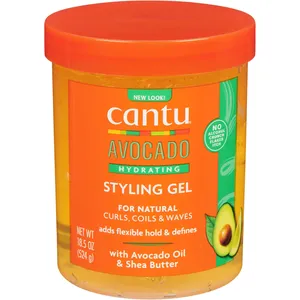 Cantu Avocado Hydrating Styling Gel for Curly Hair - Moisturizing, Flake-Free, Light Hold, 12oz