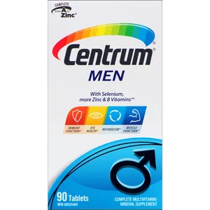 Centrum Men Multivitamin Tablets, 90 Count - Non-GMO, Gluten Free, Supports Immune & Eye Health