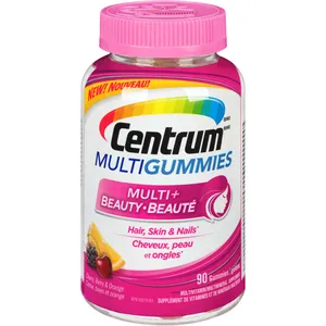 Centrum MultiGummies Beauty Gummies for Hair, Skin & Nails - 90 Count Cherry Berry Orange Flavors