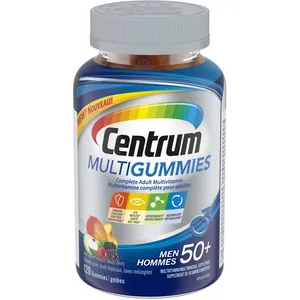 Centrum MultiGummies Men 50+ Multivitamin, Sour Apple, Tropical & Mixed Berry, 120 Count
