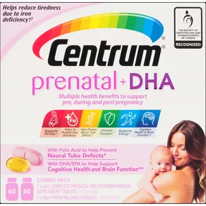 Centrum Prenatal+DHA Multivitamin Supplement with Omega-3, 120 Count for Women Before and During Pregnancy